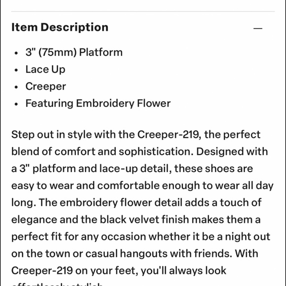 Demonia Creeper 219 Black Velvet size 8 - Picture 6 of 6